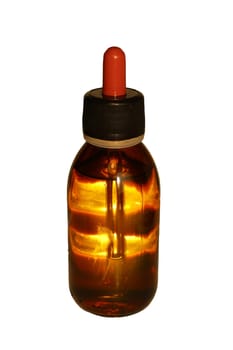 A small brown dropper bottle, perfect for beauty serums, essential oils, or pharmaceutical liquids. Ideal for product mock-ups and packaging designs