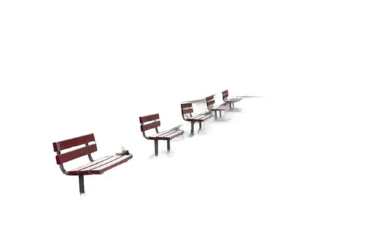 Isolated image featuring a row of benches, perfect for park scenes, urban landscapes, and outdoor designs