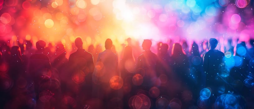 A crowd of people are dancing and enjoying themselves at a party by AI generated image.