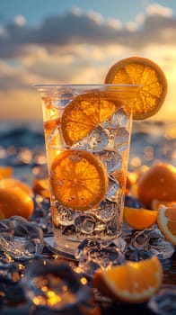 Orange Fruit Tea in a clear plastic cup.
