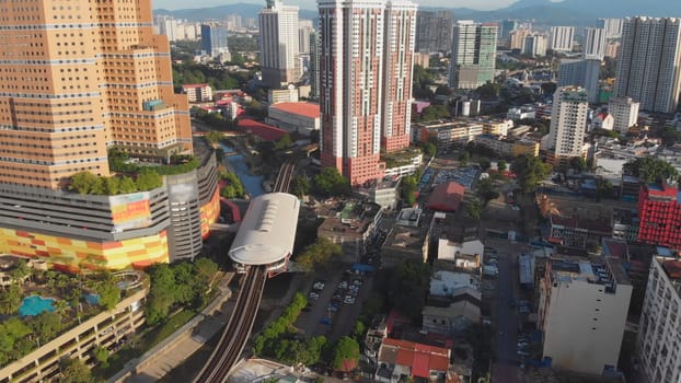 Aerial view from Drone : Downtown at Bukit Jalil City, Malaysia in early morning.