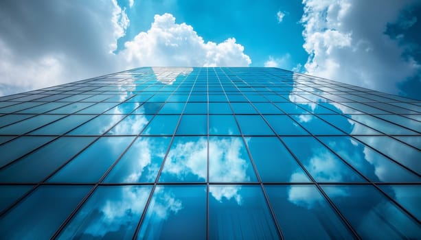 A tall building with a blue sky and clouds in the background by AI generated image.