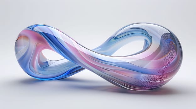 A glass sculpture with a swirl design on it's surface