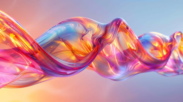 A close up of a colorful liquid flowing in the air