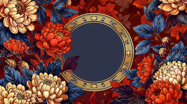 A picture of a decorative floral pattern with an ornate frame