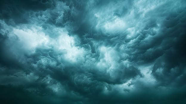 A large dark stormy sky with a plane flying through it