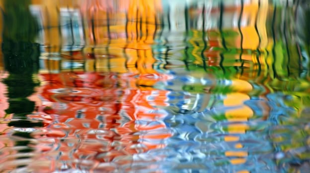 A blurry picture of a colorful reflection in water