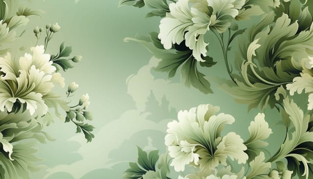 Seamless pattern tile background flowers and floral leaves plants. High quality photo