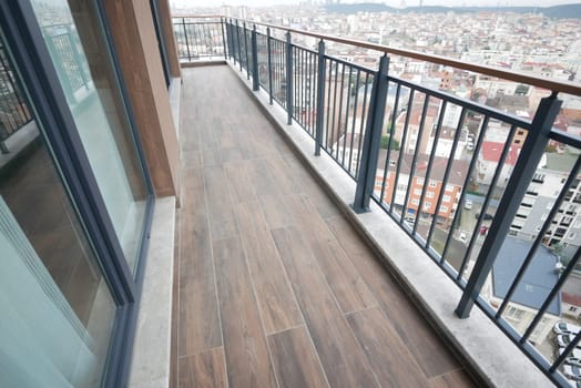 Modern penthouse terrace on a summer day .