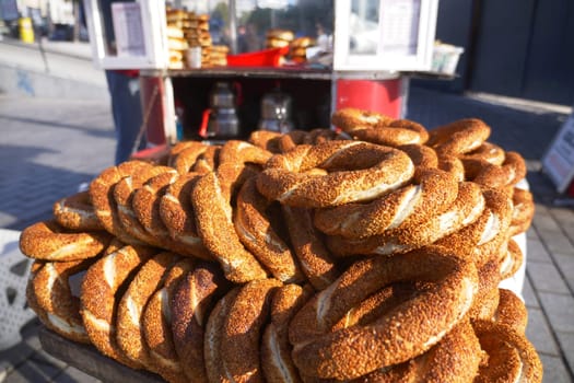 Turkish Bagel Simit selling in a van ,