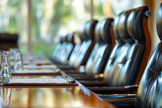 Empty modern conference room with chairs and table, Conference room before meeting.