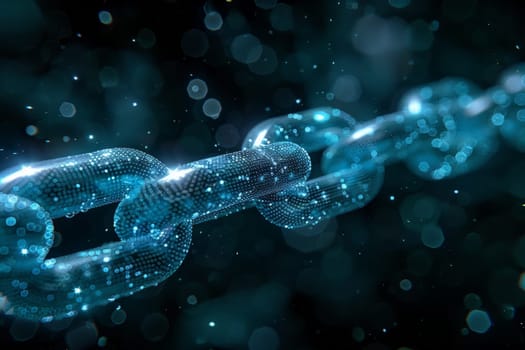 Digital chain link, Link protection, Chain of network connections background, Blockchain and network.