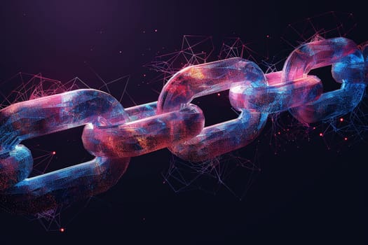 Digital chain link, Link protection, Chain of network connections background, Blockchain and network.