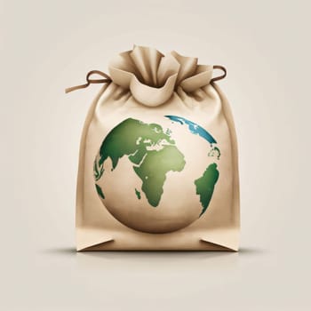 Earth Day: Ecology concept. Paper bag with earth globe. Vector illustration.