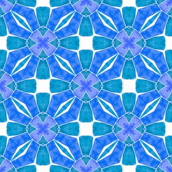 Mosaic seamless pattern. Blue terrific boho chic summer design. Hand drawn green mosaic seamless border. Textile ready likable print, swimwear fabric, wallpaper, wrapping.
