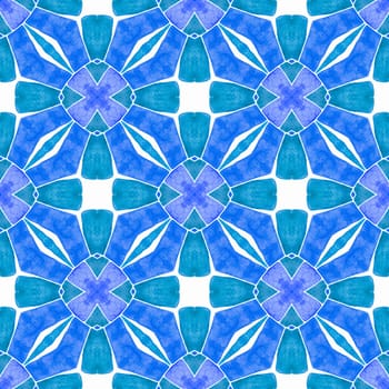 Mosaic seamless pattern. Blue terrific boho chic summer design. Hand drawn green mosaic seamless border. Textile ready likable print, swimwear fabric, wallpaper, wrapping.