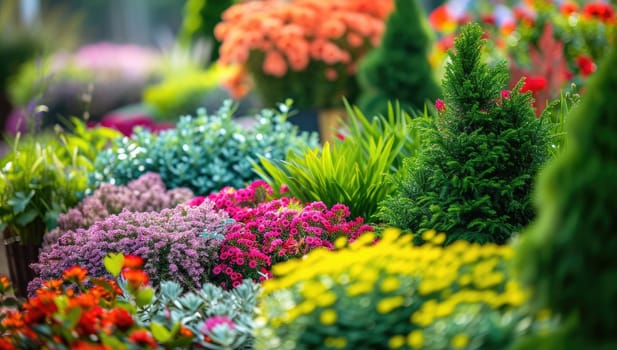 Colorful flower garden in the morning