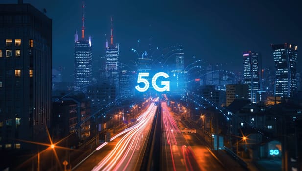 5G network wireless internet high speed connection and data transmission concept.