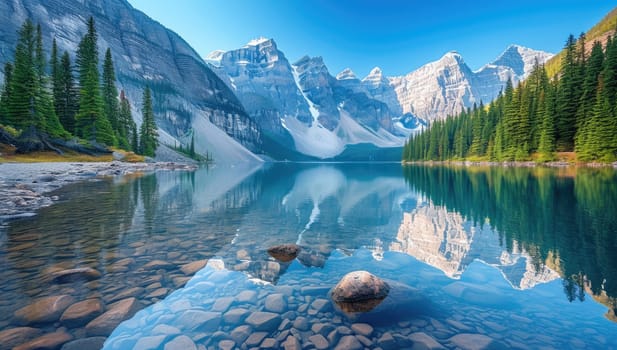 Breathtaking View of Serene Mountain Lake