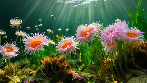 Underwater Garden of Vibrant Sea Anemones