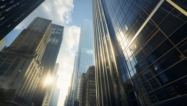 Skyscrapers tower under the bright sky