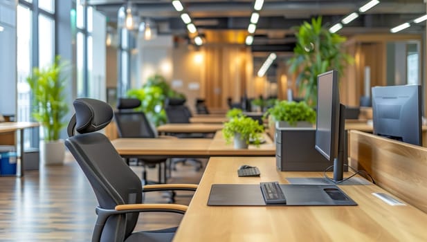 Working place in modern office with computers. Workplace concept.