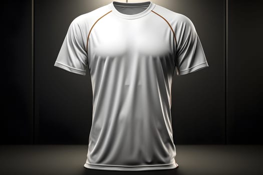 This captivating photograph showcases a sleek soccer jersey bathed in a soft, radiant light. The light accentuates the intricacies of the jerseys design, casting shadows that add depth and allure to the garment. The photo captures the fusion of sport and fashion, emphasizing the creativity and imagination behind this new line of T-shirt design.