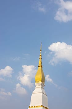 The top of the pagoda temple and blue sky. 