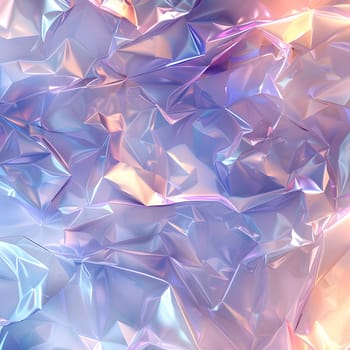 An artistic closeup of crumpled azure, purple, and electric blue plastic foil, showcasing a liquid pattern resembling transparent material. A captivating art piece at a transparencythemed event