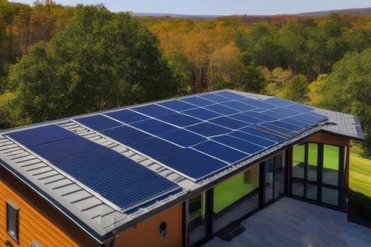 Solar panels reflect sparkling light From the sun ,Clean energy and environment
