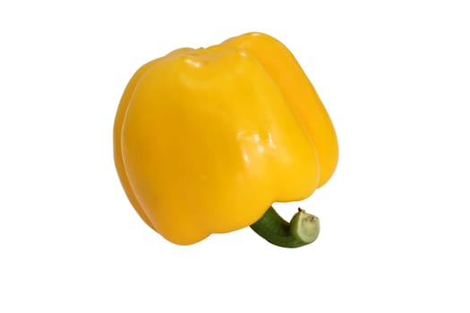 Yellow bell pepper, a staple food ingredient, on white background.