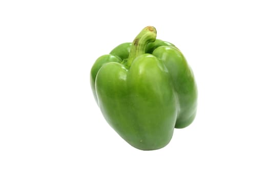 Green bell pepper, a staple food ingredient, on white background.