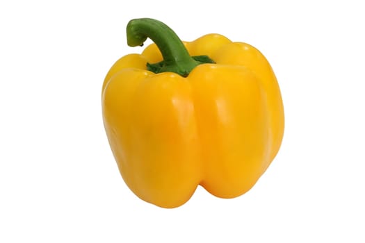 Yellow bell pepper, a staple food ingredient, on white background.