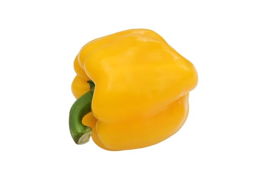 Yellow bell pepper, a staple food ingredient, on white background.