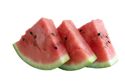 Watermelon, a staple food and natural fruit, is shown on a white background.