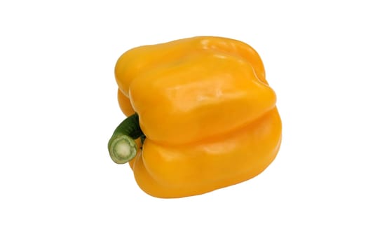 Yellow bell pepper, a staple food ingredient, on white background.