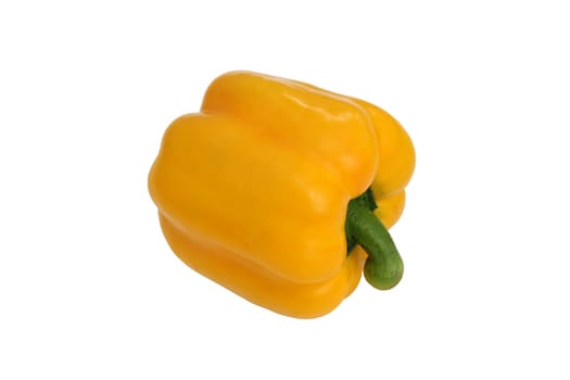 Yellow bell pepper, a staple food ingredient, on white background.
