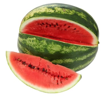 Watermelon, a staple food and natural fruit, is shown on a white background.