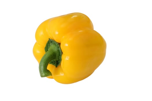 Yellow bell pepper, a staple food ingredient, on white background.