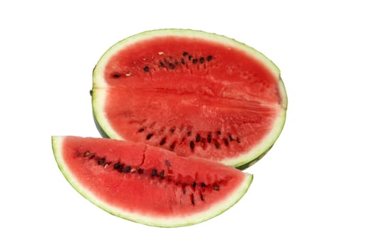 Watermelon, a staple food and natural fruit, is shown on a white background.
