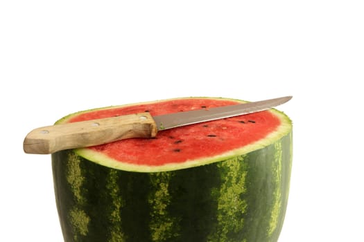 Watermelon, a staple food and natural fruit, is shown on a white background.