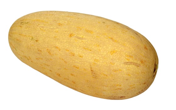 Yellow juicy melon cut on a white background