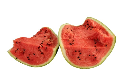 Watermelon, a staple food and natural fruit, is shown on a white background.