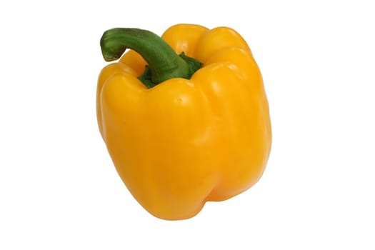 Yellow bell pepper, a staple food ingredient, on white background.