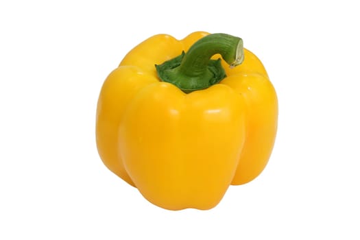 Yellow bell pepper, a staple food ingredient, on white background.