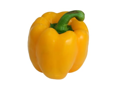 Yellow bell pepper, a staple food ingredient, on white background.