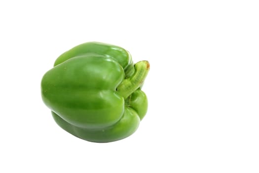 Green bell pepper, a staple food ingredient, on white background.