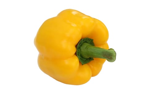 Yellow bell pepper, a staple food ingredient, on white background.