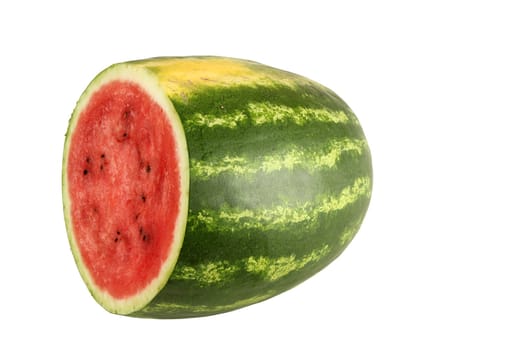 Watermelon, a staple food and natural fruit, is shown on a white background.