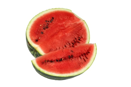 Watermelon, a staple food and natural fruit, is shown on a white background.